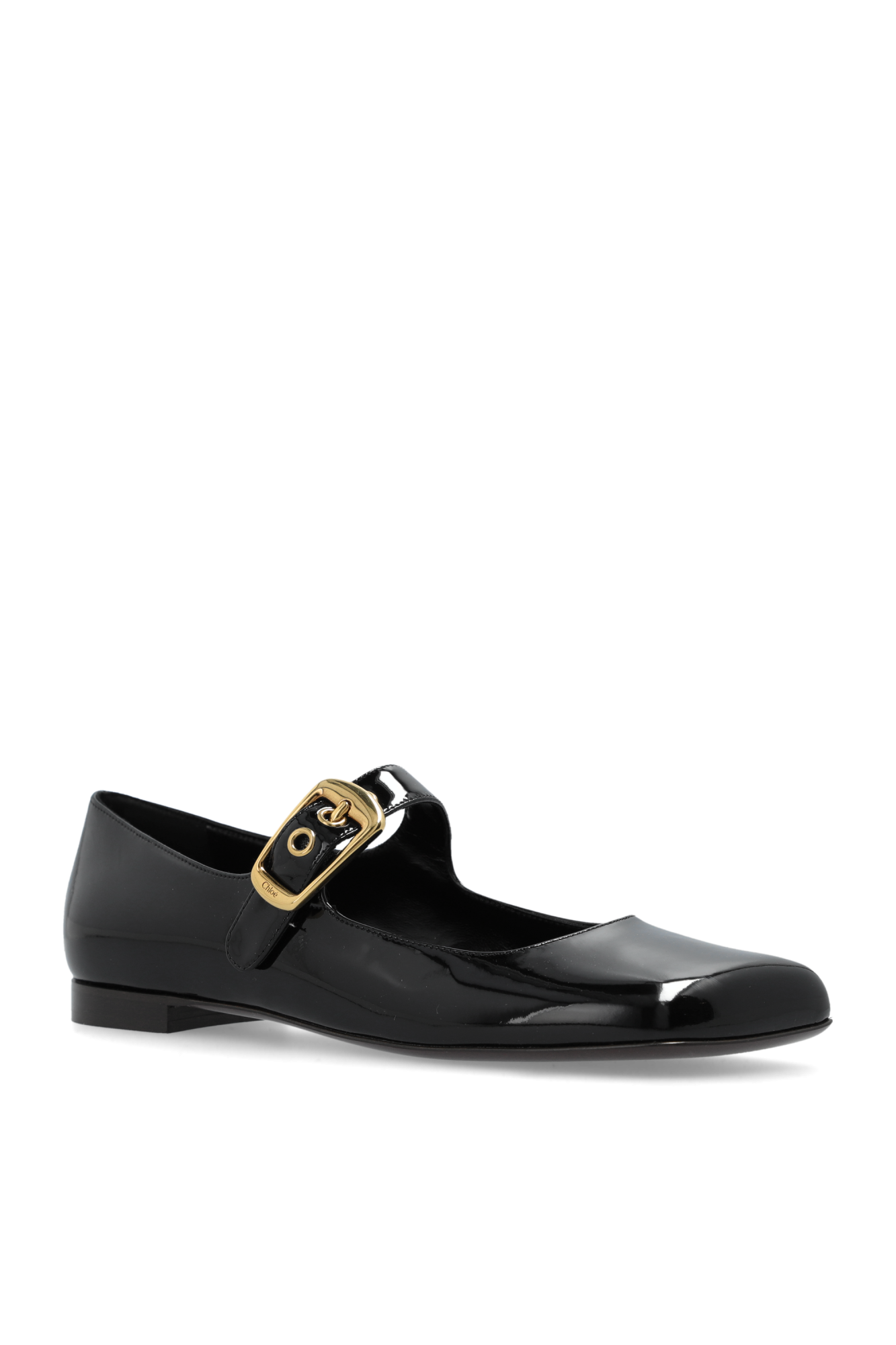 フラットシューズ Chloe 'Polly' Ballet Flats Polly leather Mary Jane flats in burgundy - Chloe | Mytheresa